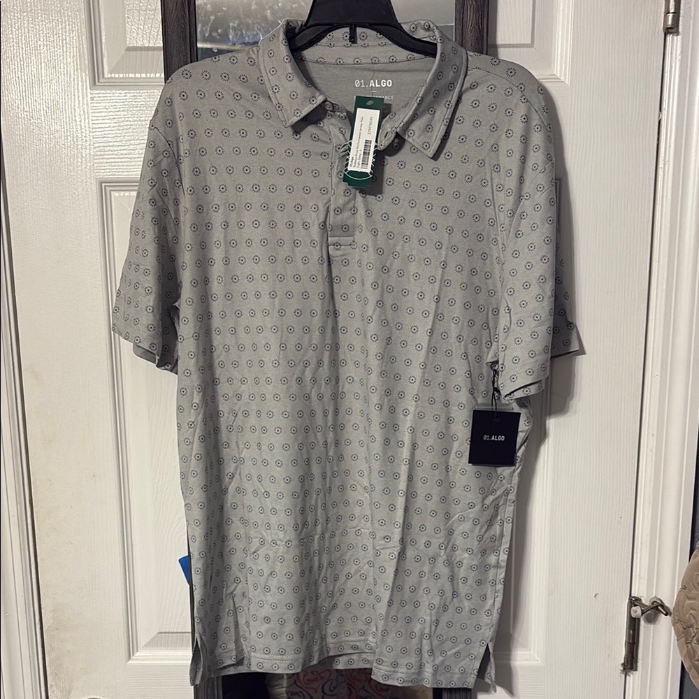 01.Algo Bullseye Print Performance Jersey Polo - L